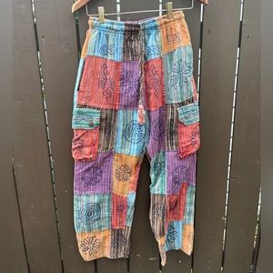 Women’s S 100% Cotton Made in Nepal Boho Pattern Harem Pants
